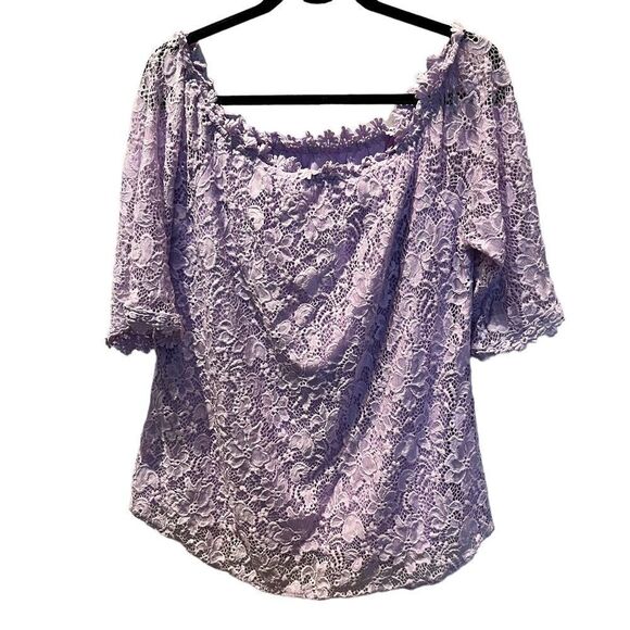 Women's Miholl Lavender Lace Blouse Off Shoulder Size XXL - Picture 3 of 12